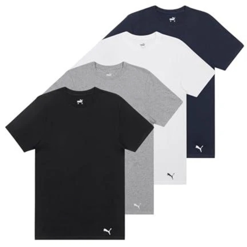 Puma T-Shirt 4-Pack Men Small White Grey Black New With Tags